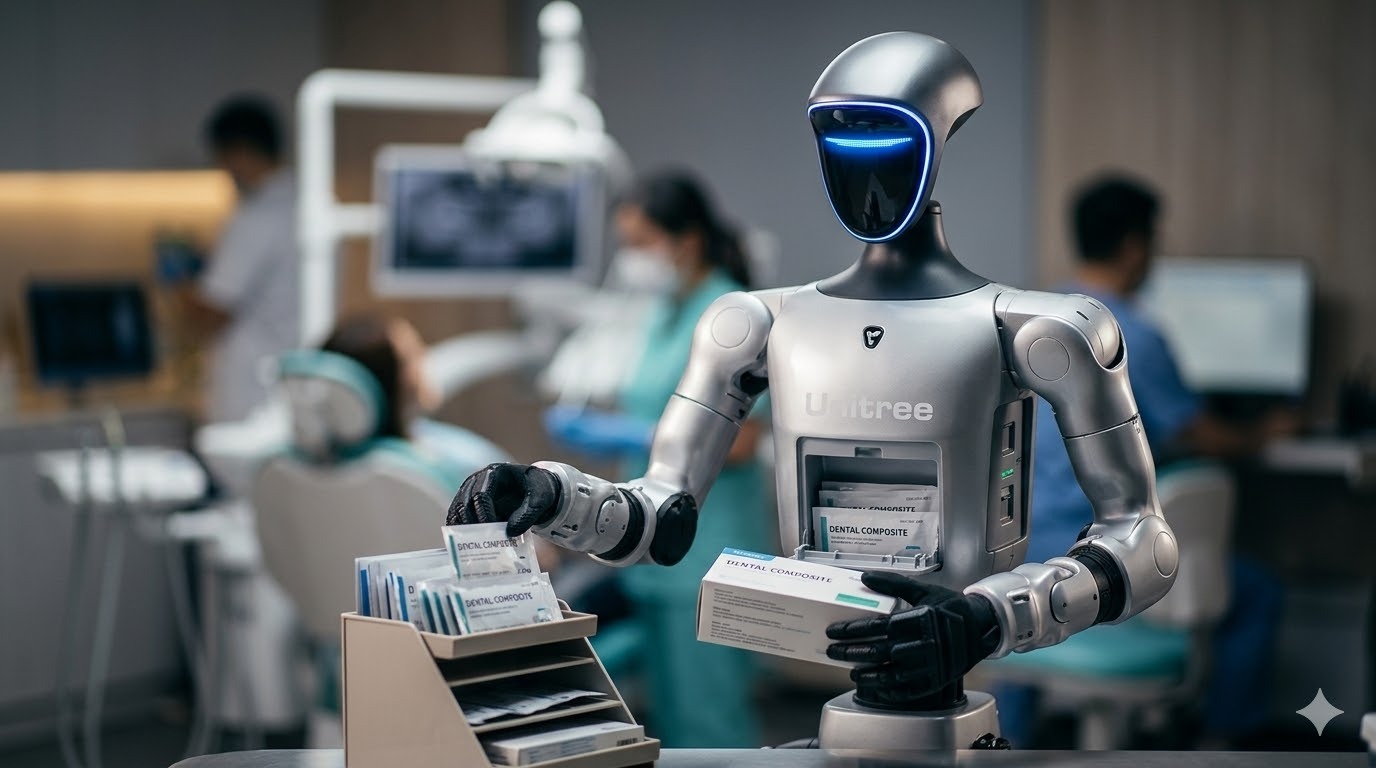 Unitree G1 robot restocking dental supplies